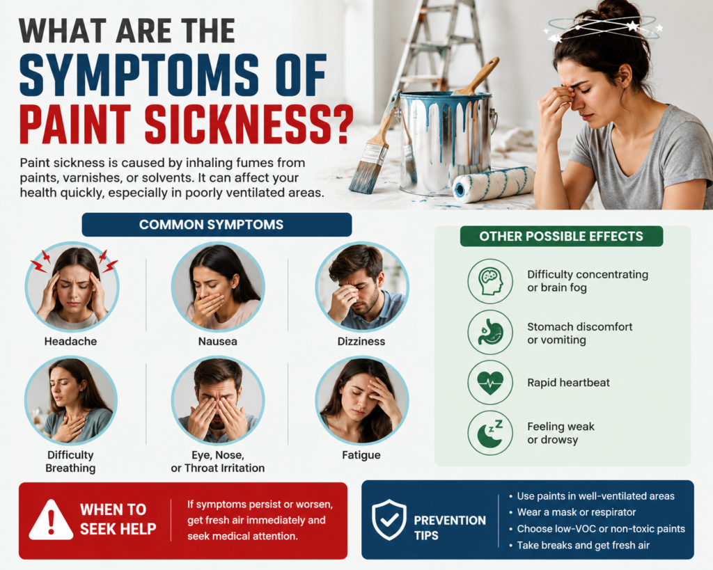 What are the symptoms of paint sickness?